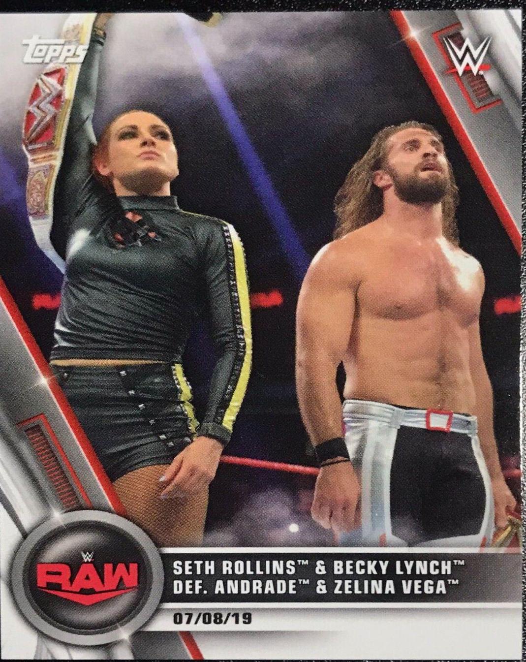 Seth Rollins & Becky Lynch def. Andrade & Zelina Vega #45 Wrestling Cards 2020 Topps WWE Women's Division
