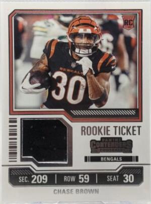 Chase Brown #TS5 Football Cards 2023 Panini Contenders Rookie Ticket Swatch