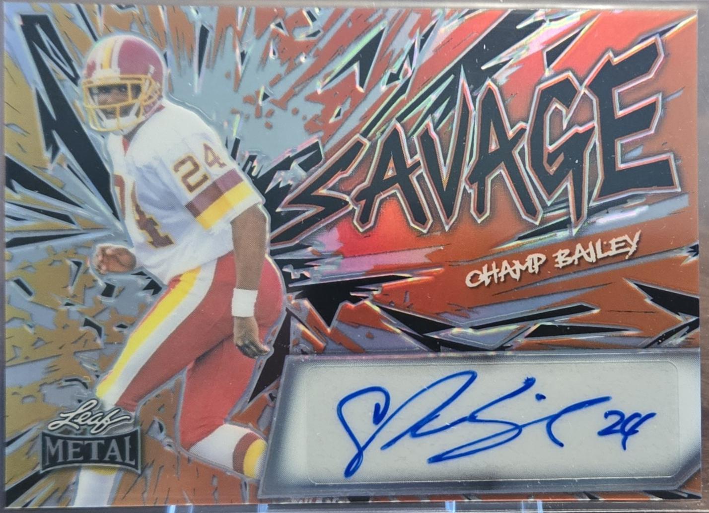 Champ Bailey #S-CB2 Football Cards 2024 Leaf Metal Savage Autograph