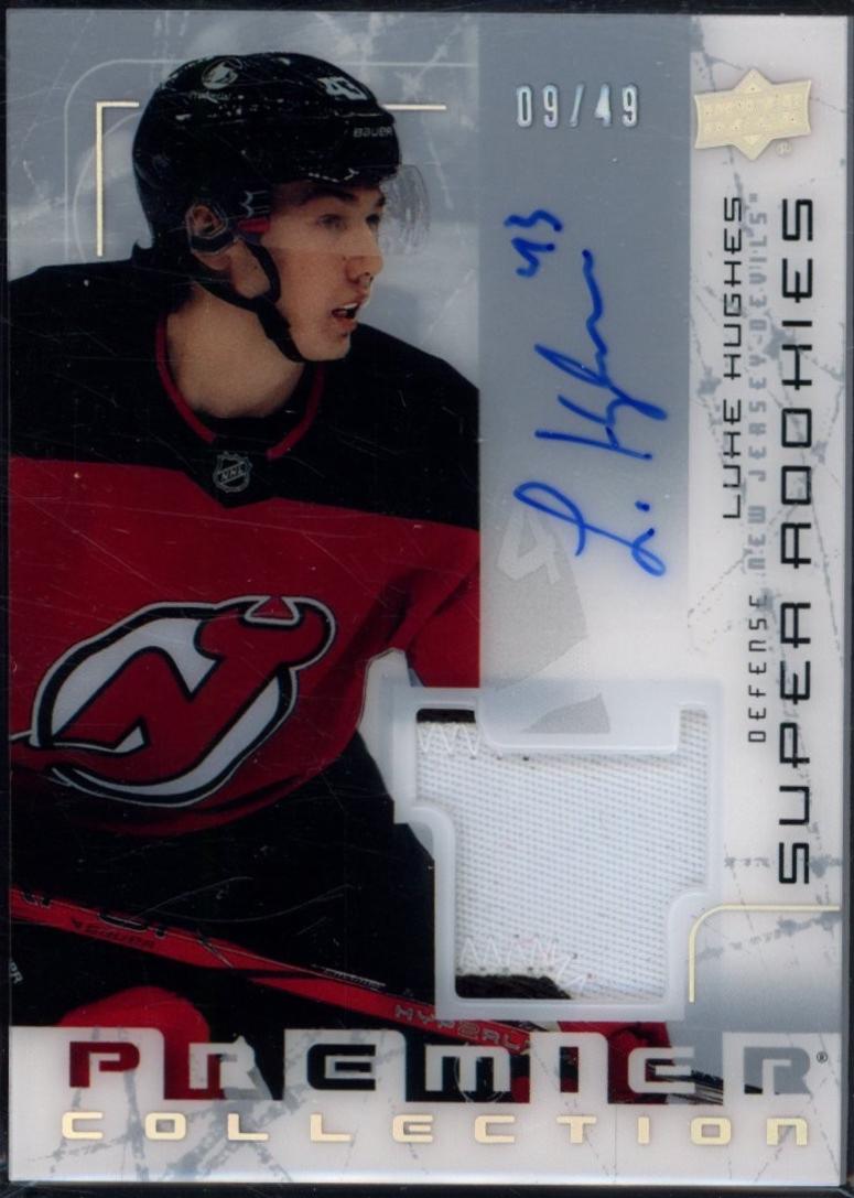 Luke Hughes #SRR-LH Hockey Cards 2023 Upper Deck Premier Rookie Patch Auto