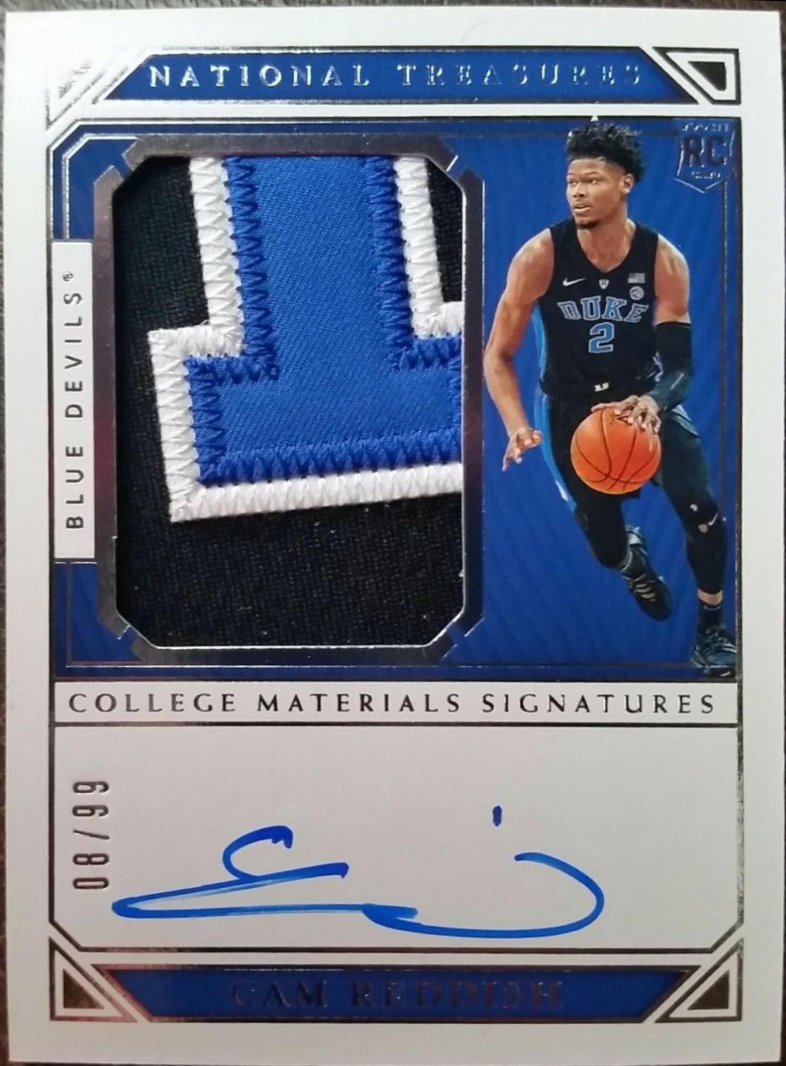 Cam Reddish #84 Basketball Cards 2019 Panini National Treasures Collegiate College Materials Signatures