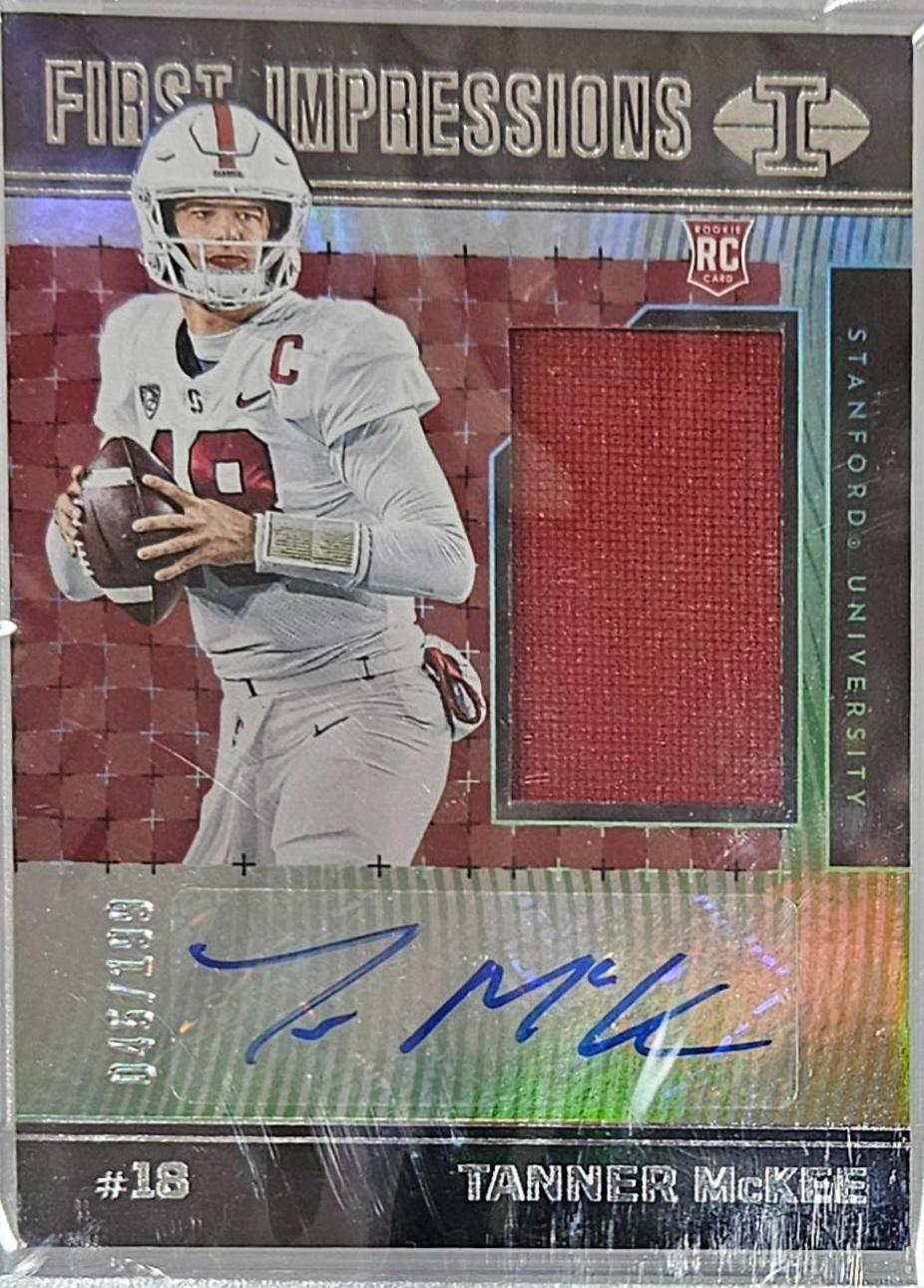 Tanner Mckee #IITM Football Cards 2023 Panini Chronicles Draft Picks Illusions First Impressions Autograph Memorabilia
