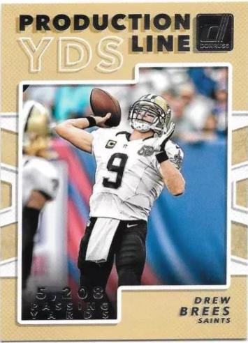 Drew Brees #1 Football Cards 2017 Panini Donruss Production Line Yardage