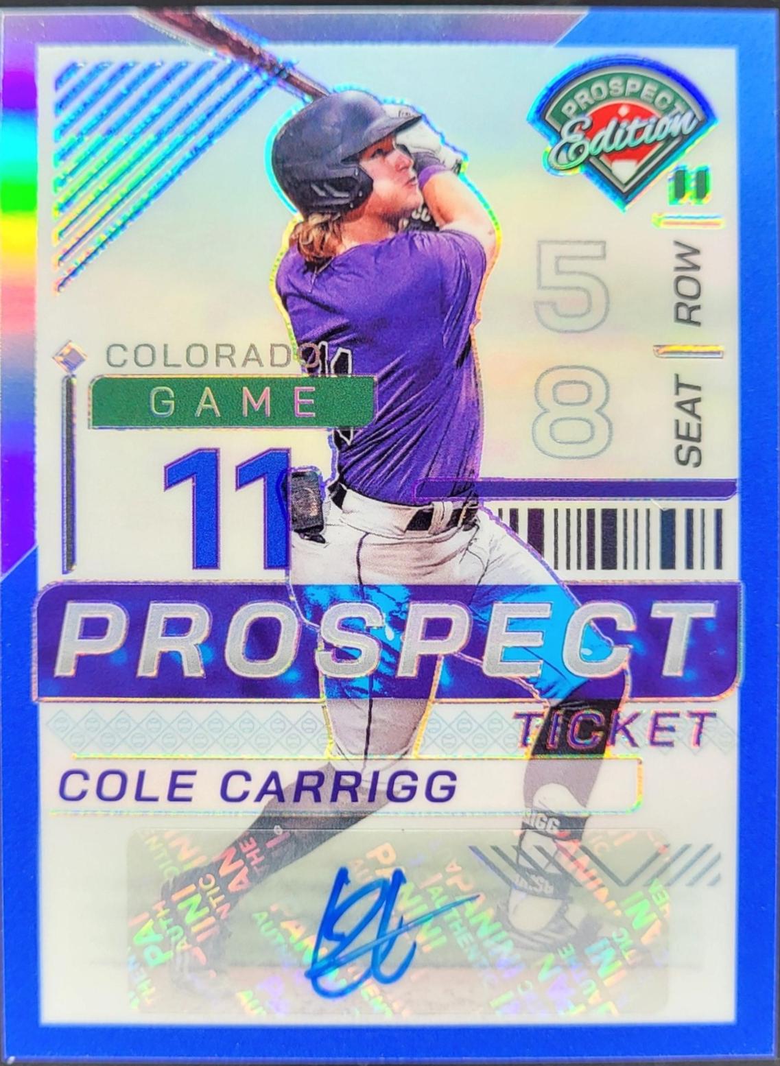 Cole Carrigg [Blue Holo Ticket Signature] #84