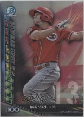 Nick Senzel #BTP-13 Baseball Cards 2017 Bowman Scouts' Top 100