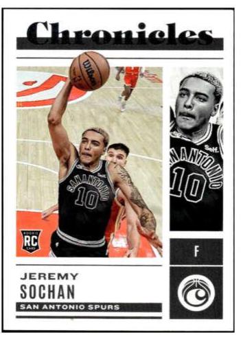 Jeremy Sochan #45 Basketball Cards 2022 Panini Chronicles