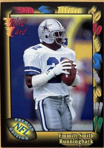 Emmitt Smith, #Prototype 4 Football Cards 1991 Wild Card Prototype