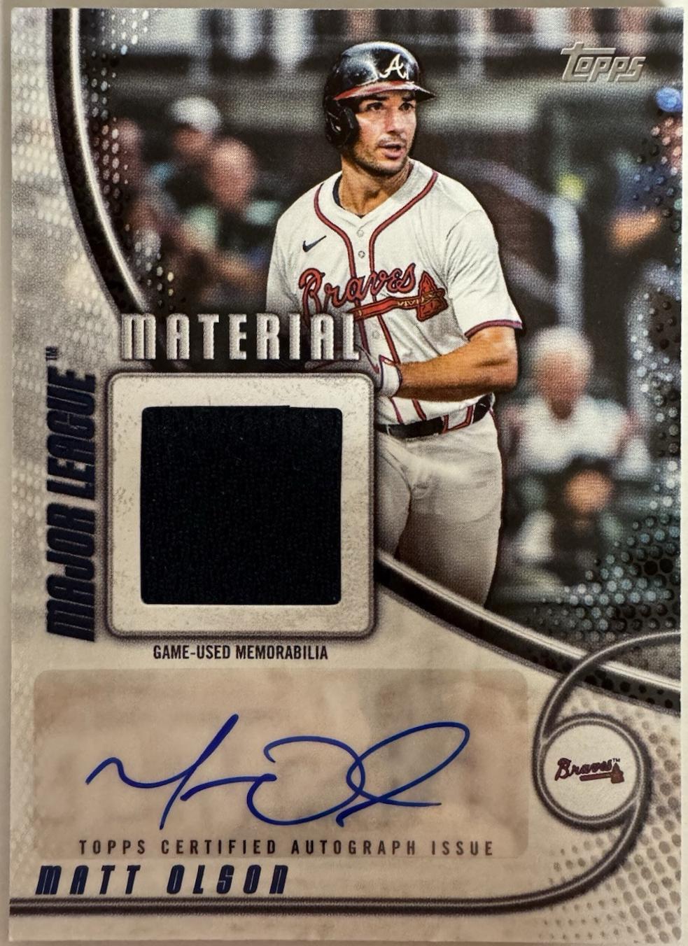 Matt Olson #MLMAR-MO Baseball Cards 2025 Topps Major League Material Autograph