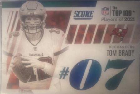 Tom Brady #T7 Football Cards 2022 Panini Score Top 100