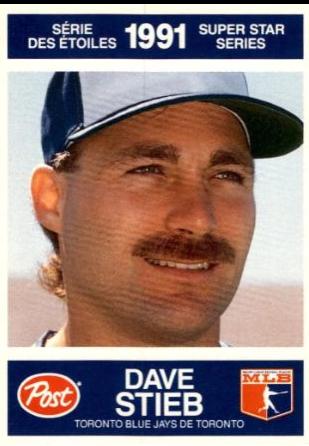 Dave Stieb #16 Baseball Cards 1991 Post Cereal Canadian