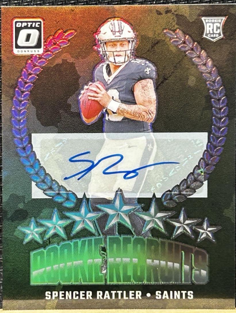 Spencer Rattler #19 Football Cards 2024 Panini Donruss Optic Rookie Recruits Autograph