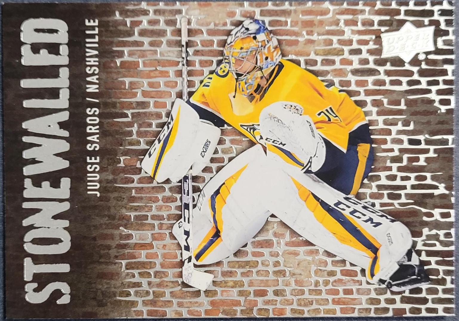 Juuse Saros #SW-36 Hockey Cards 2018 Upper Deck Stonewalled