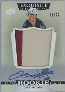 Jack McBain #EC-JM Hockey Cards 2022 Upper Deck The Cup Exquisite Rookie Auto Patch