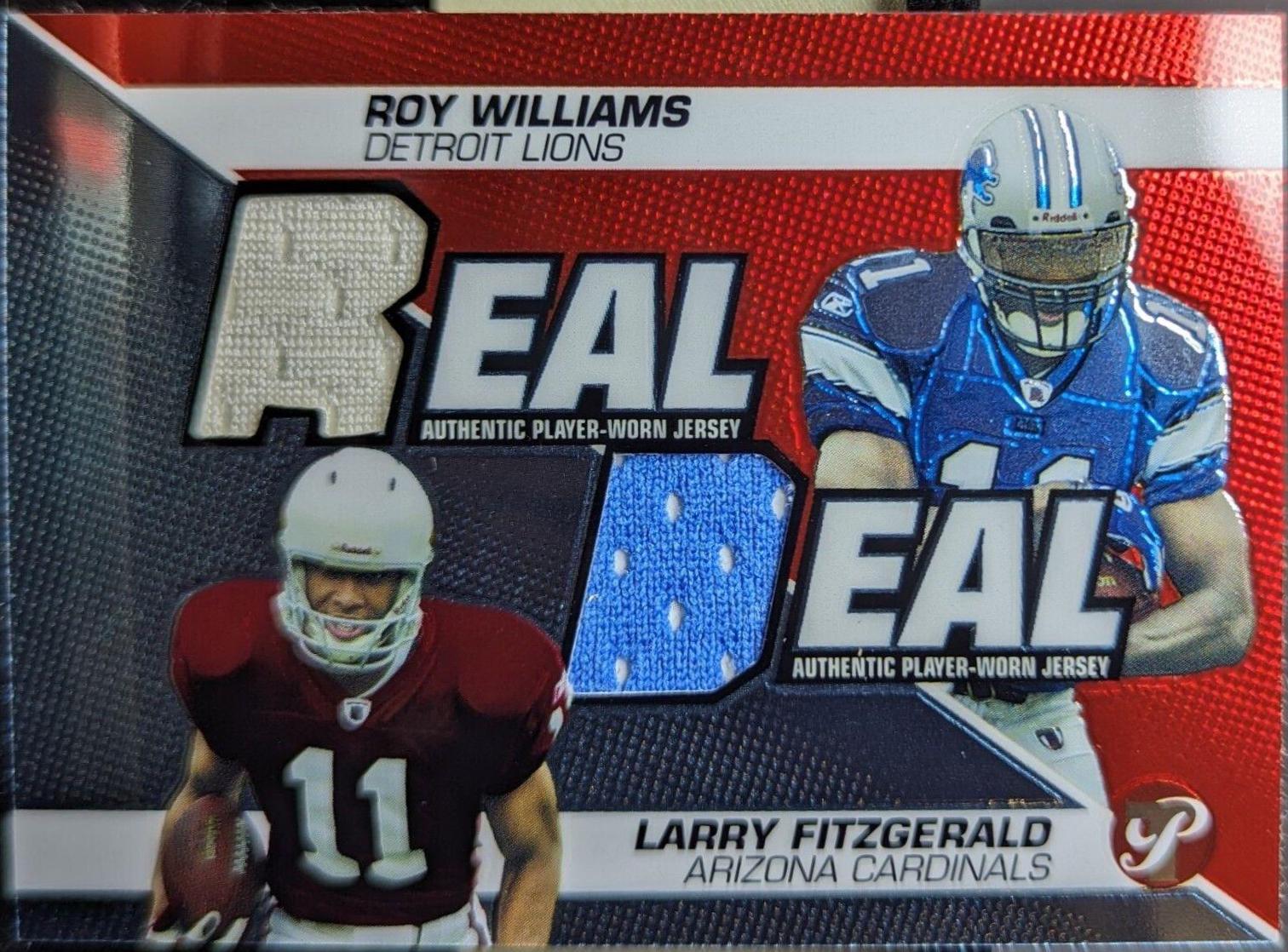 Larry Fitzgerald / Roy Williams #RD-FW Football Cards 2004 Topps Pristine Real Deal Jerseys