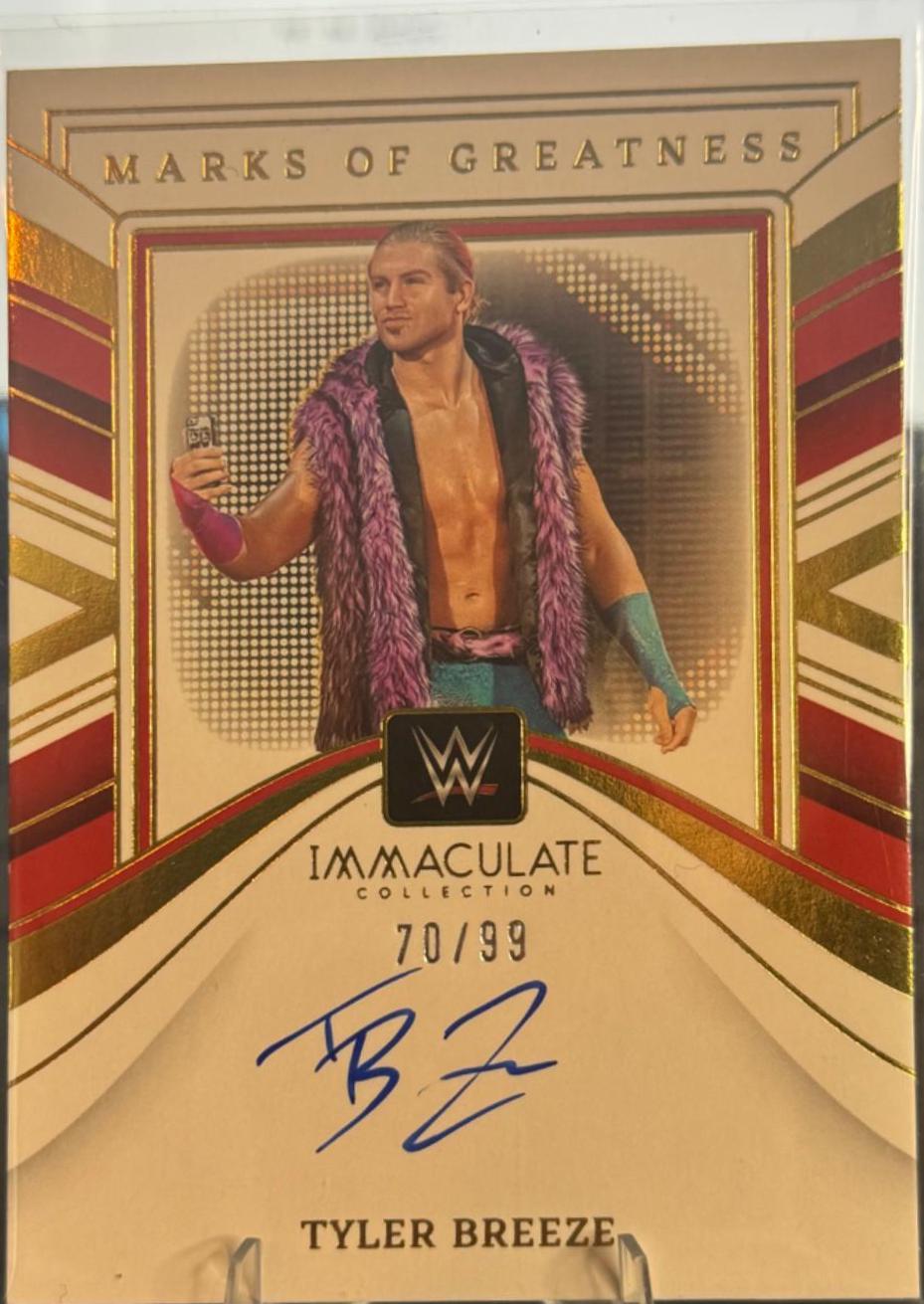 Tyler Breeze #MG-TBZ Wrestling Cards 2023 Panini Immaculate WWE Marks of Greatness