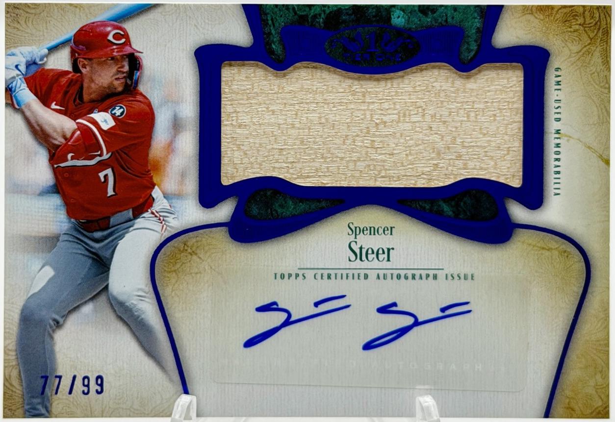 Spencer Steer #AT1JR-SS 2026 Topps Tier One Baseball Autographed Tier One Jumbo Relics