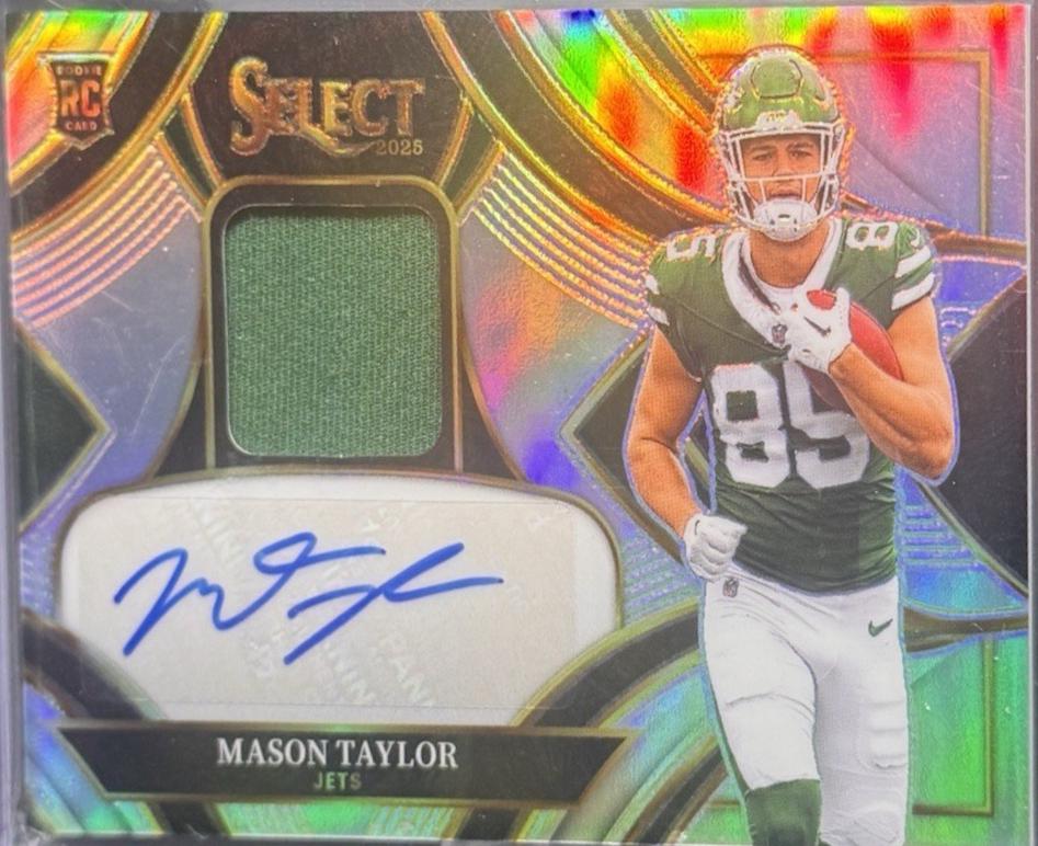 Mason Taylor #RSMP-MTR 2025 Panini Select Rookie Signature Memorabilia Prizm Football