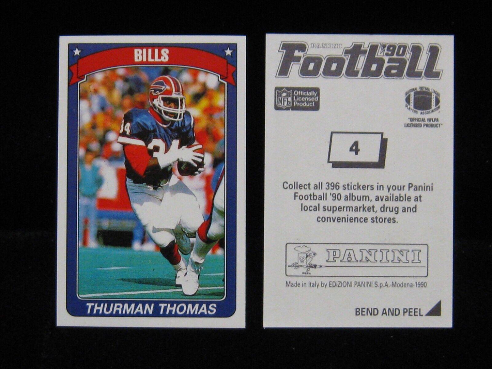 Thurman Thomas #4 Football Cards 1990 Panini Sticker