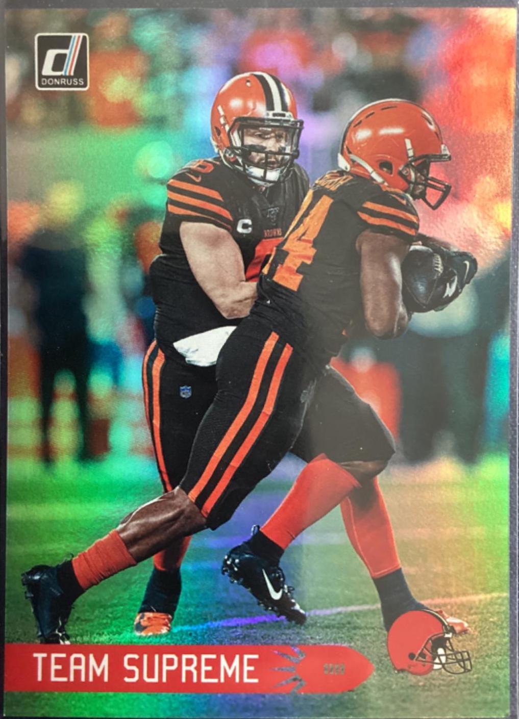 Baker Mayfield / Nick Chubb #TSV-BN Football Cards 2020 Panini Donruss Team Supreme