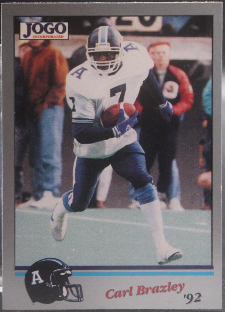 Carl Brazley #20 Football Cards 1992 Jogo CFL