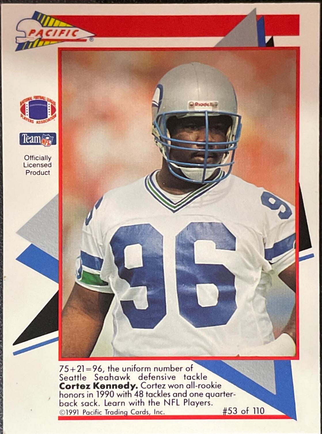 Cortez Kennedy #53 Football Cards 1991 Pacific Flash Cards