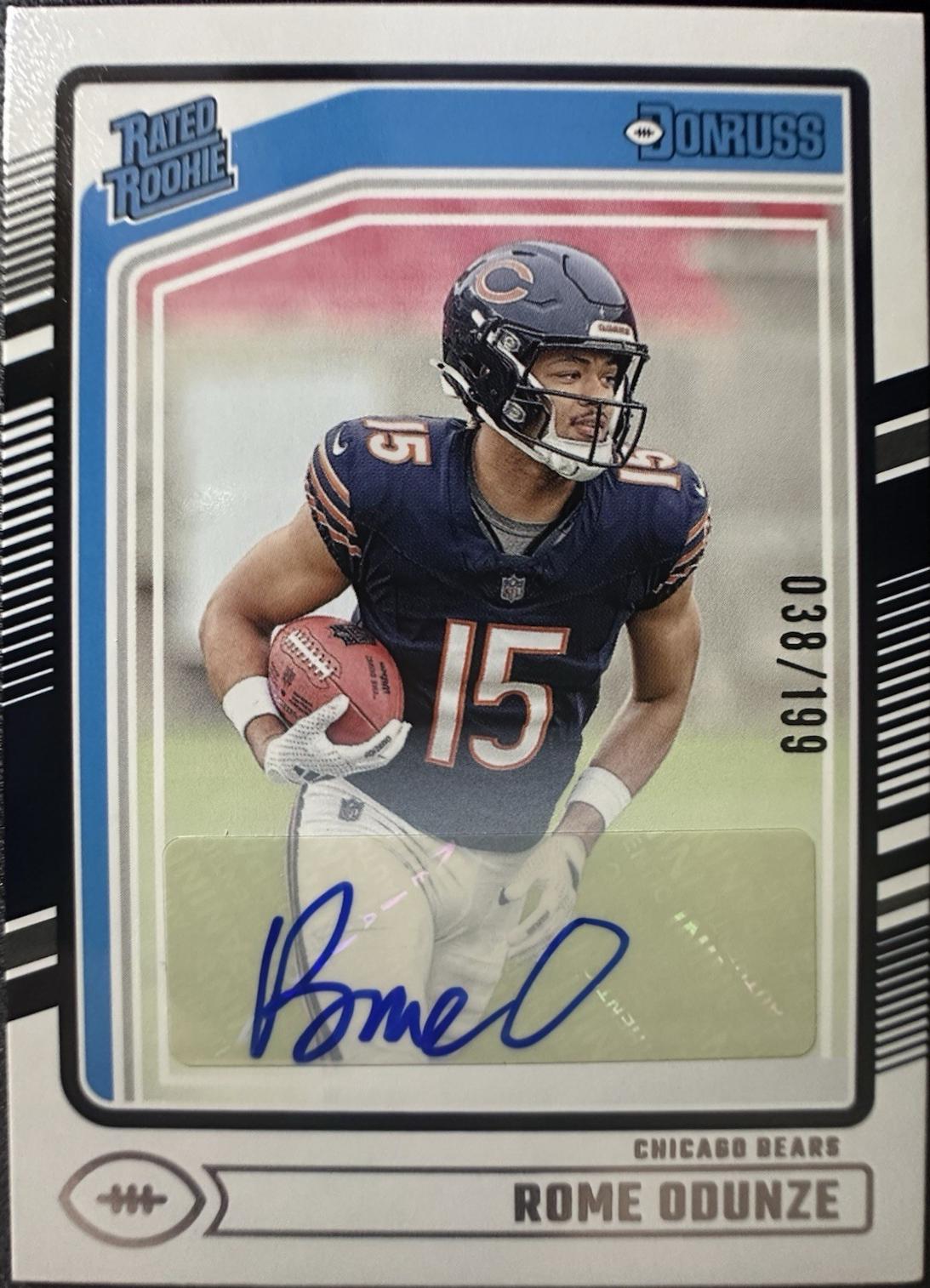 Rome Odunze #309 Football Cards 2024 Panini Donruss Rated Rookies Autograph