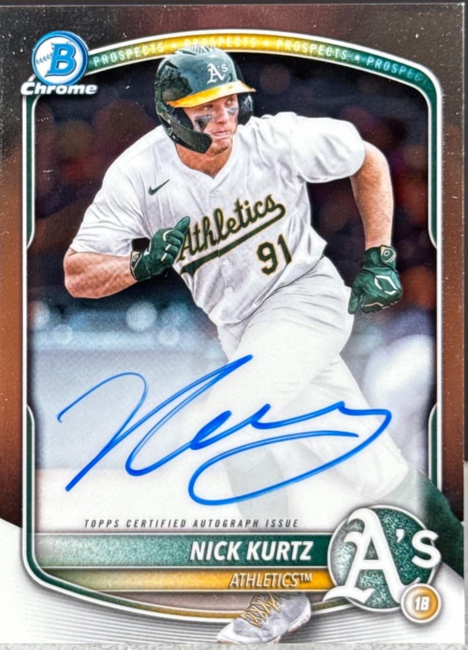 Nick Kurtz #CPA-NK Baseball Cards 2025 Bowman Chrome Prospect Autograph