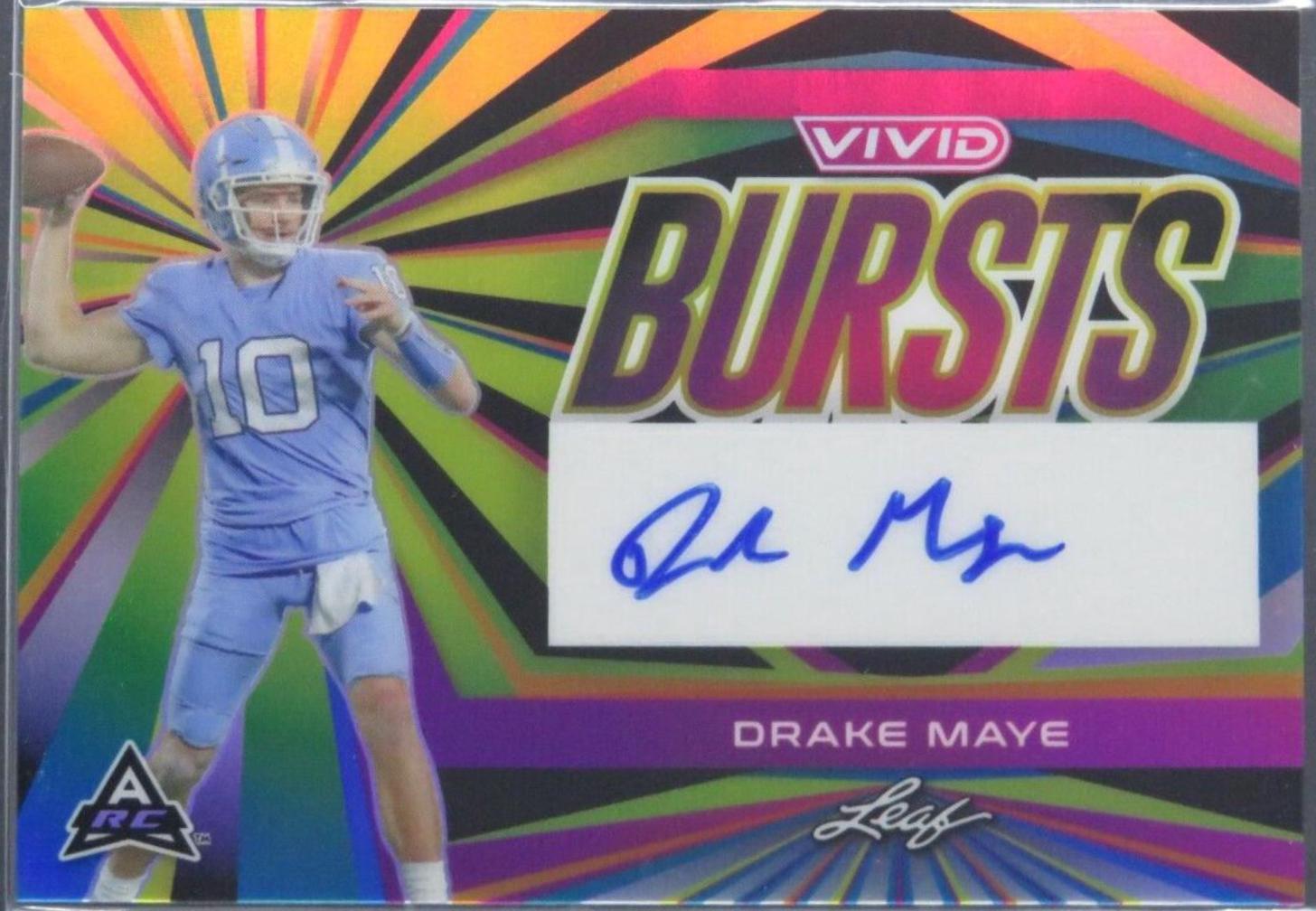 Drake Maye #VB-DM1 Football Cards 2023 Leaf Vivid Autographs Bursts