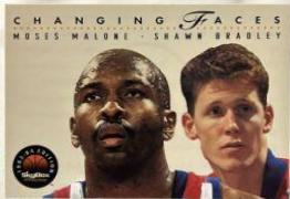 Changing Faces Moses Malone & Shawn Bradley #311 Basketball Cards 1993 Skybox Premium