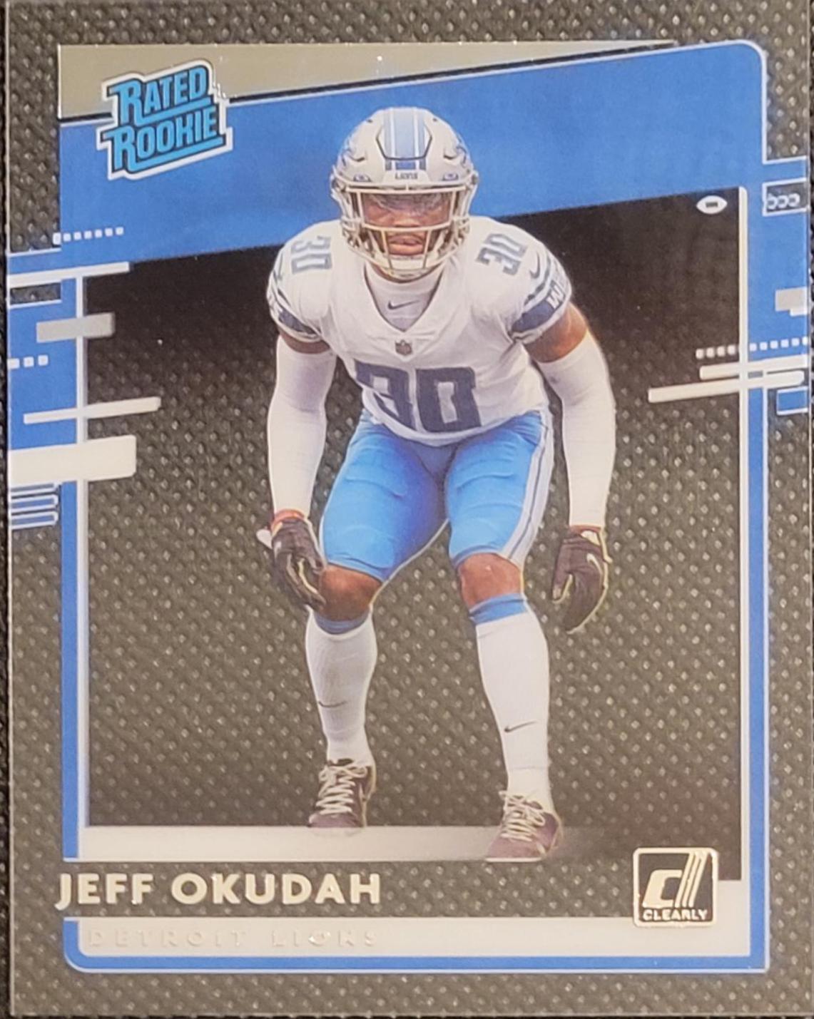 Jeff Okudah #RR-JO Football Cards 2020 Panini Chronicles Clearly Donruss Rated Rookies