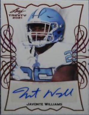 Javonte Williams #TPA-JW2 Football Cards 2021 Leaf Trinity Portrait Autographs