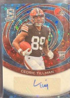 Cedric Tillman #38 Football Cards 2023 Panini Spectra Rookie Autograph Neon Blue