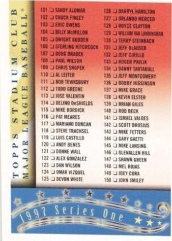 1997 Checklist 101-195 #2 Baseball Cards 1997 Stadium Club