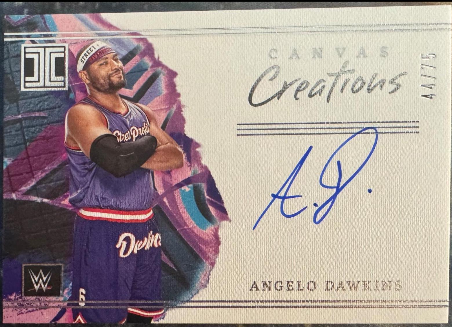 Angelo Dawkins #CC-ADW Wrestling Cards 2023 Panini Impeccable WWE Canvas Creations Signature