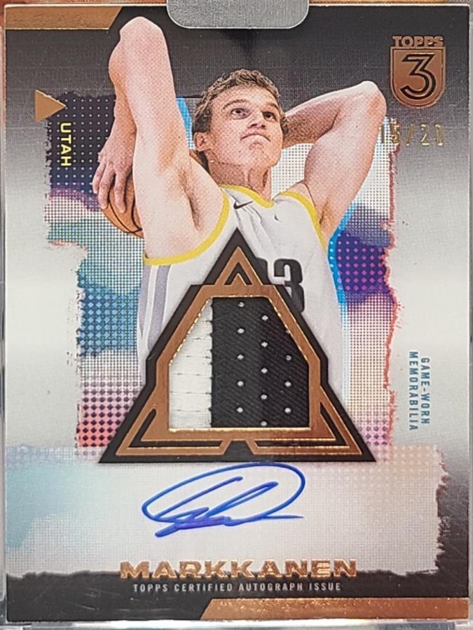 Lauri Markkanen #RP-LM Basketball Cards 2023 Topps Three Relics Autograph Prime