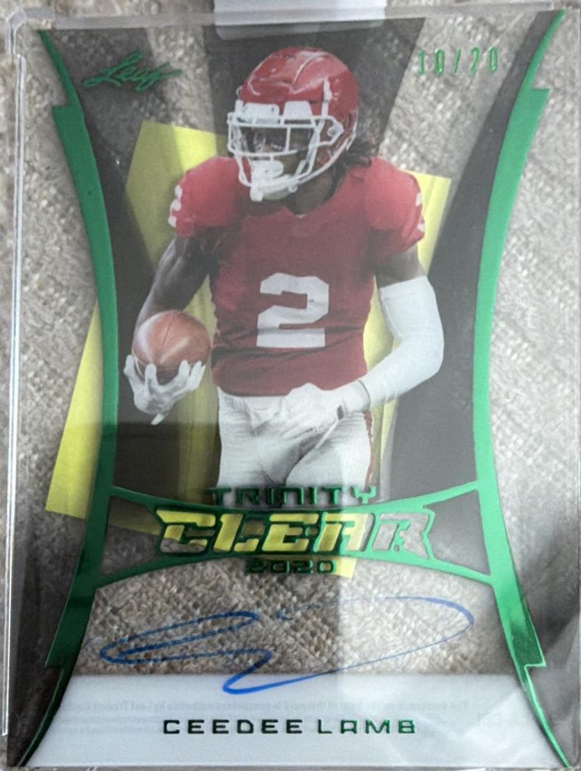 CeeDee Lamb #CA-CDL 2020 Leaf Trinity Clear Autograph Football