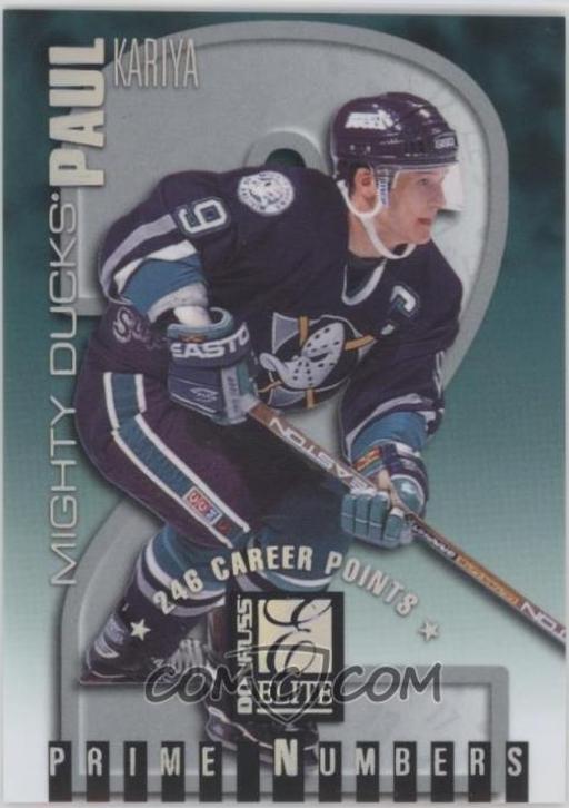 Paul Kariya #5A 1997 Donruss Elite Prime Numbers Hockey