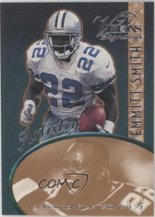 Emmitt Smith #A-19 Football Cards 1997 Panini Score Board Visions Signings Artistry