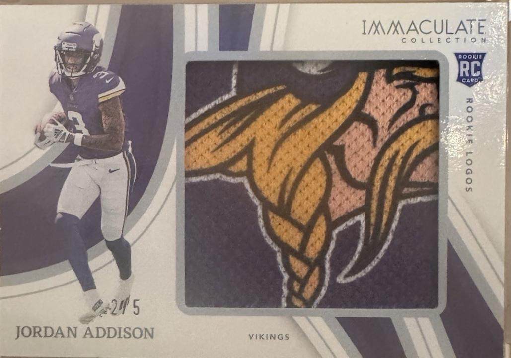 Jordan Addison #21 Football Cards 2023 Panini Immaculate Rookie Logo