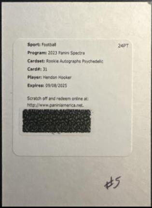 Hendon Hooker #31 Football Cards 2023 Panini Spectra Rookie Autograph Psychedelic