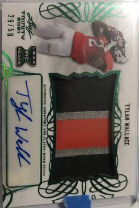 Tylan Wallace #PA-TW1 2021 Leaf Trinity Patch Autographs Football