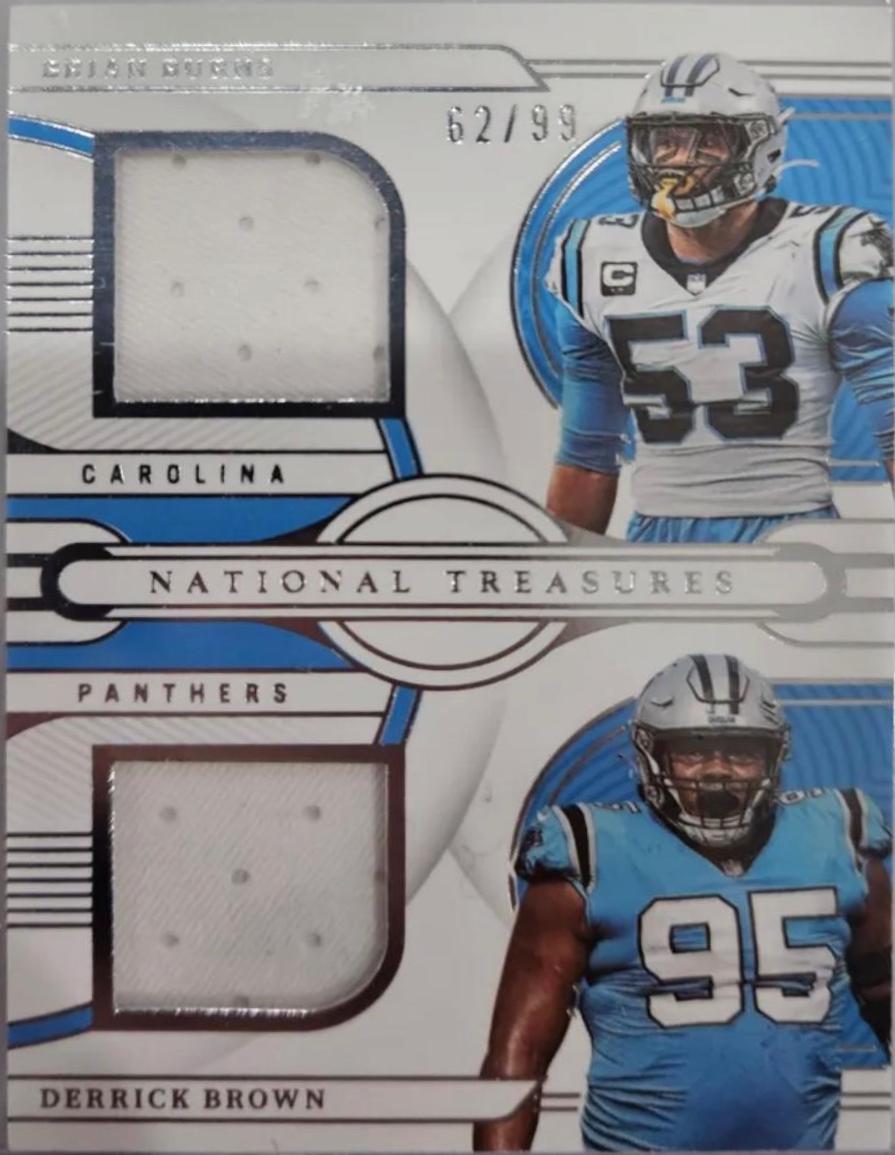 Brian Burns / Derrick Brown #GCM-PANT Football Cards 2022 Panini National Treasures NFL Gear Combo Materials