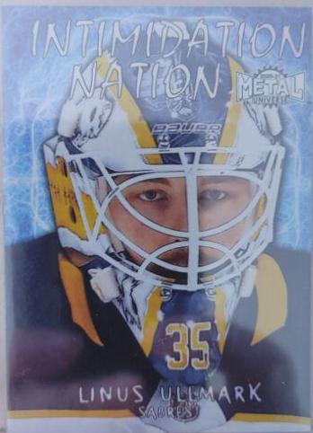 Linus Ullmark #IN-19 Hockey Cards 2020 Skybox Metal Universe Intimidation Nation