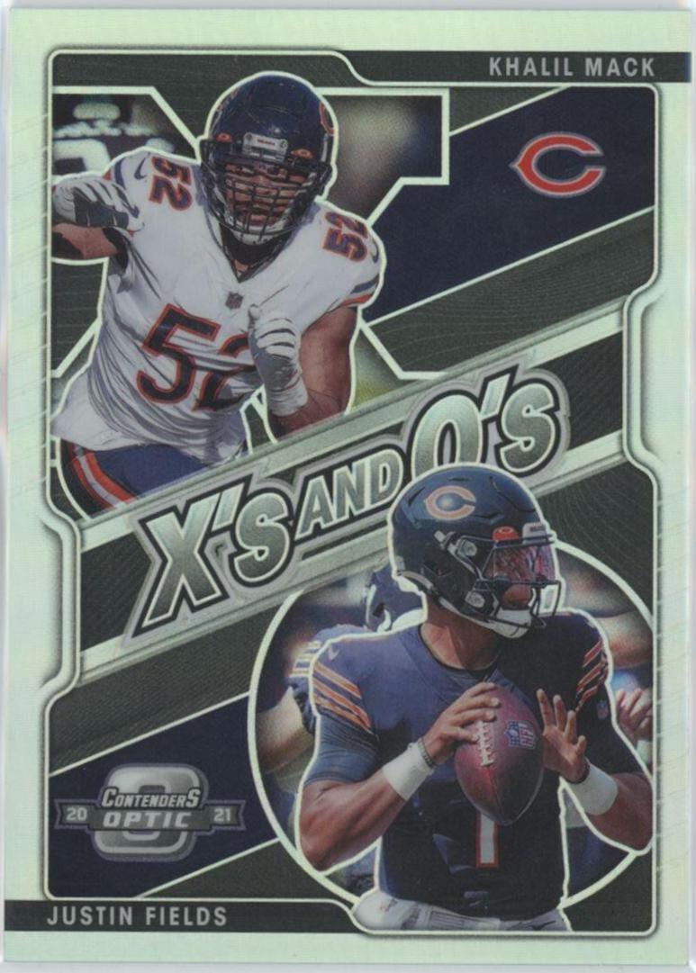 Justin Fields, Khalil Mack #XO-14 Football Cards 2021 Panini Contenders Optic Xs and Os