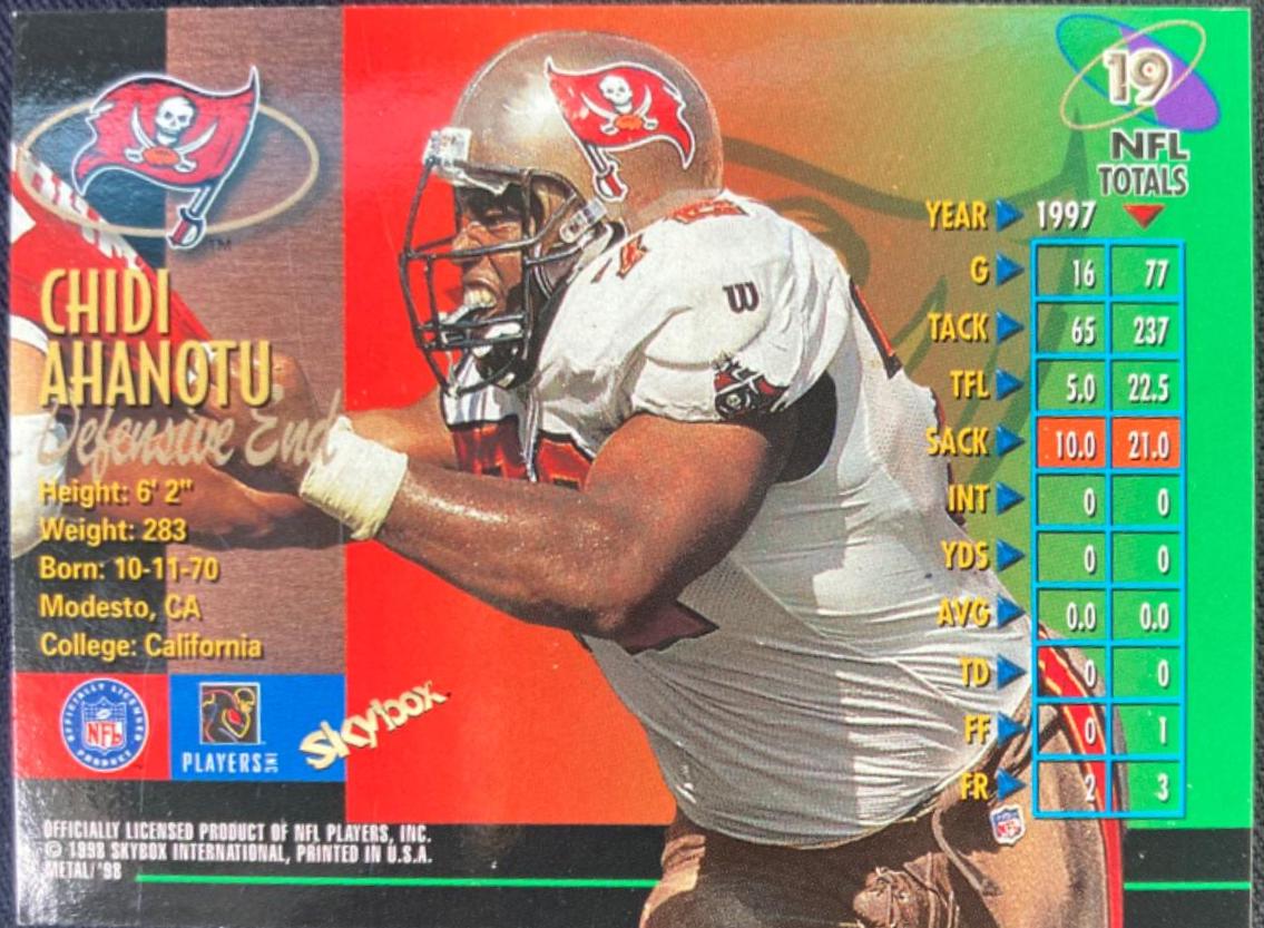 Chidi Ahanotu #19 Football Cards 1998 Metal Universe