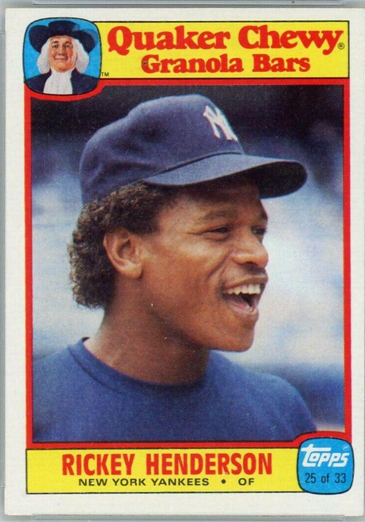 Rickey Henderson #25 Baseball Cards 1986 Quaker Oats