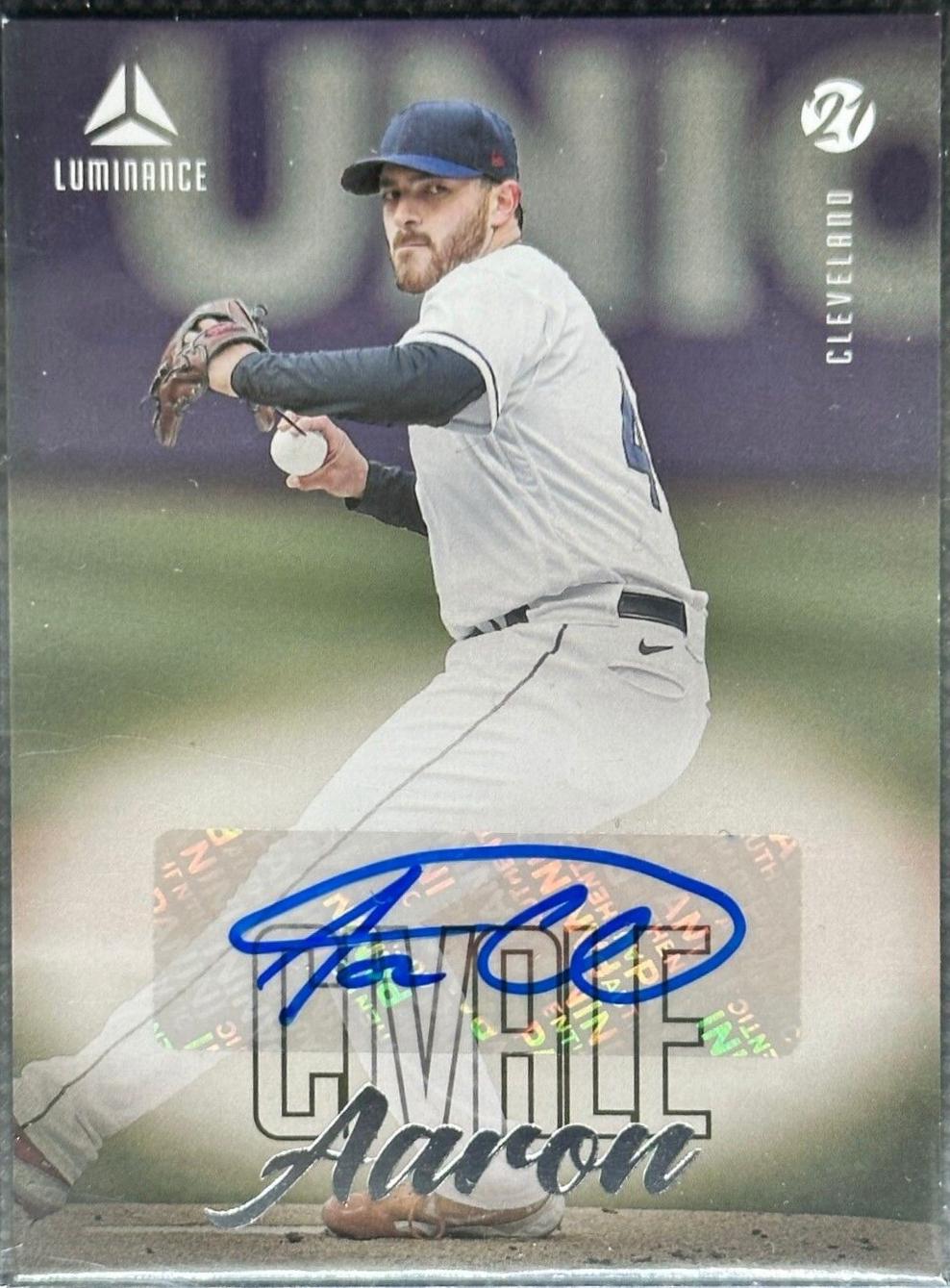 Aaron Civale #LA-AC Baseball Cards 2021 Panini Chronicles Luminance Autographs