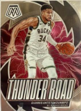 Giannis Antetokounmpo #6 Basketball Cards 2023 Panini Mosaic Thunder Road
