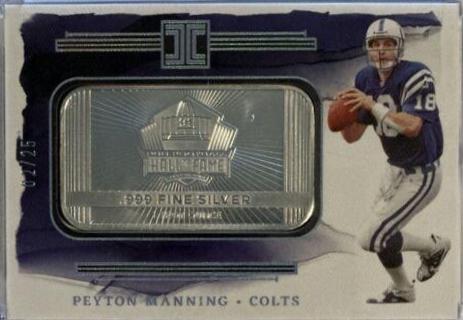 Peyton Manning #15 Football Cards 2023 Panini Impeccable Silver Hall of Fame