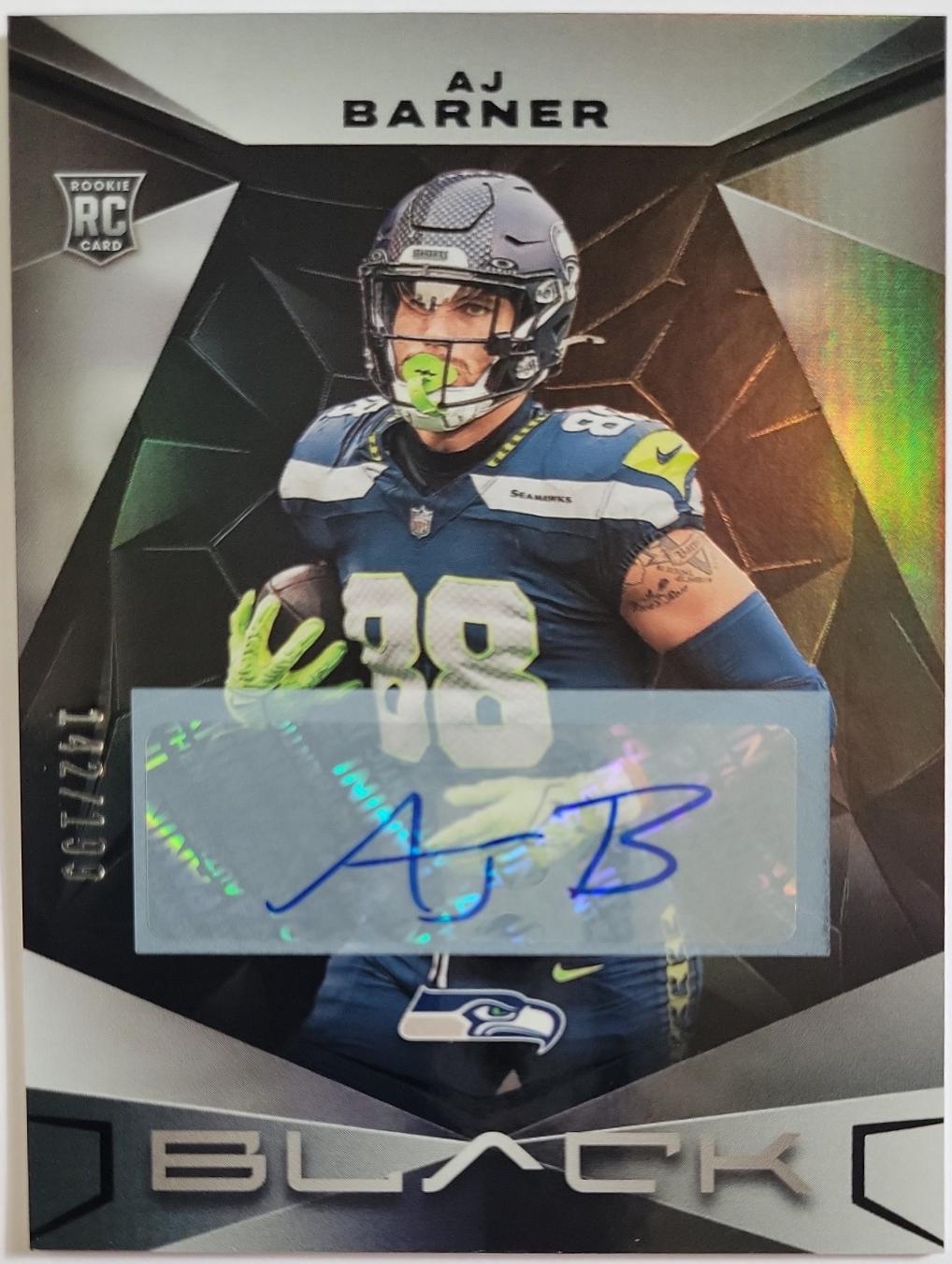 AJ Barner #103 Football Cards 2024 Panini Black Rookies Autograph